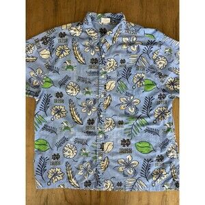 Notre Dame Fighting Irish Hawaiian Button Up Shirt Mens XXL Blue Wes and Willy